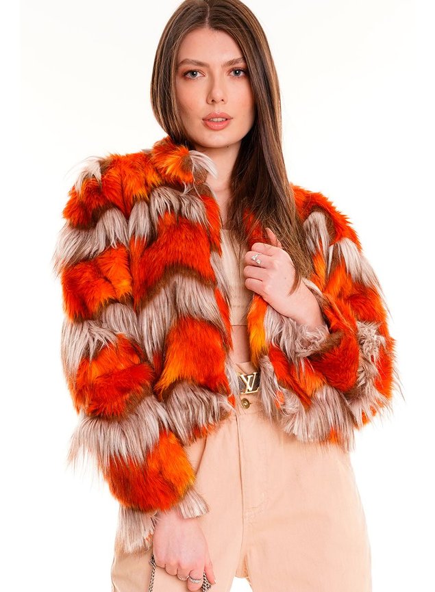 2casaco faux fur laranja