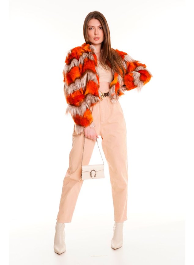 3casaco faux fur laranja