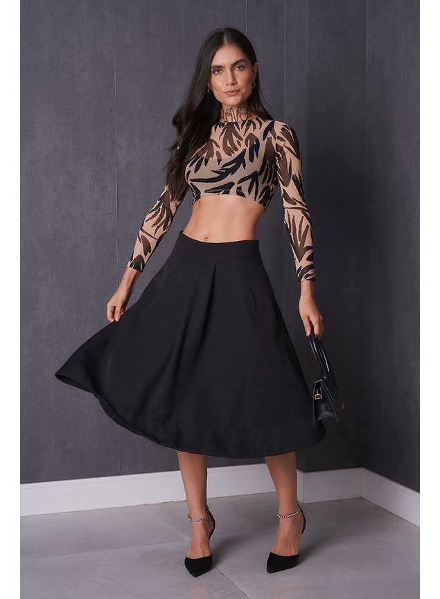 blusa cropped manga longa de tule 2