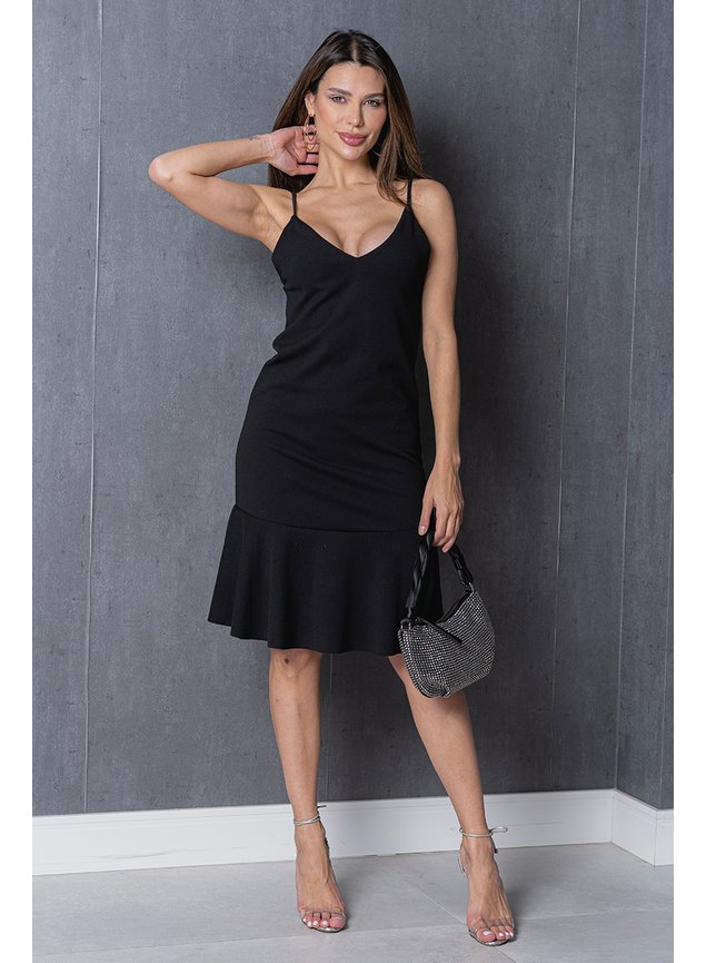 Vestido Com Babado Madilyn De Neocrepe Preto