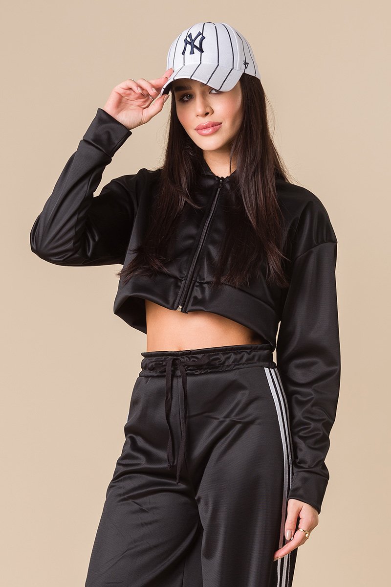 Jaqueta Cropped Leslie De Chimpa - Preto