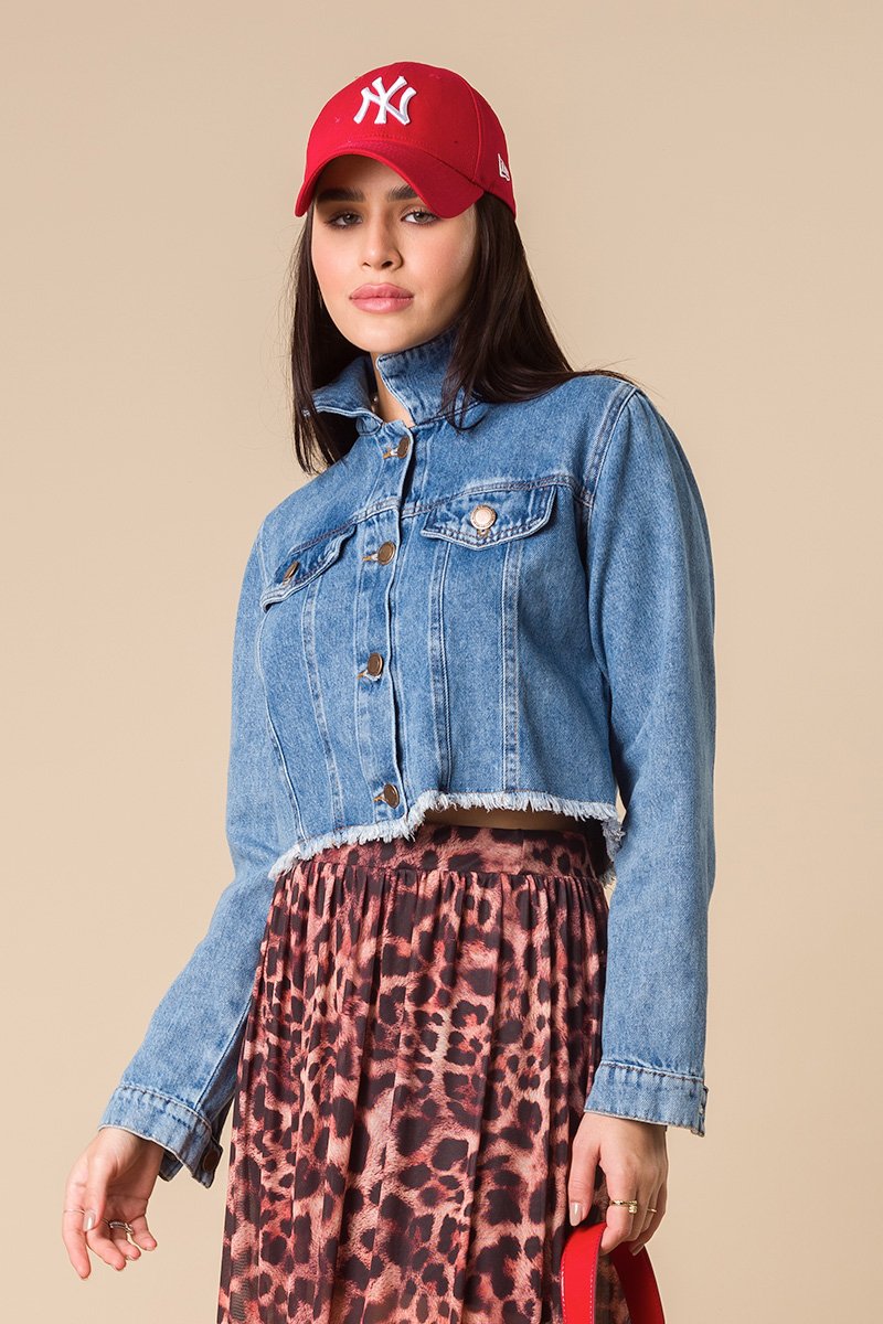 Jaqueta Cropped Lidia De Jeans - Azul