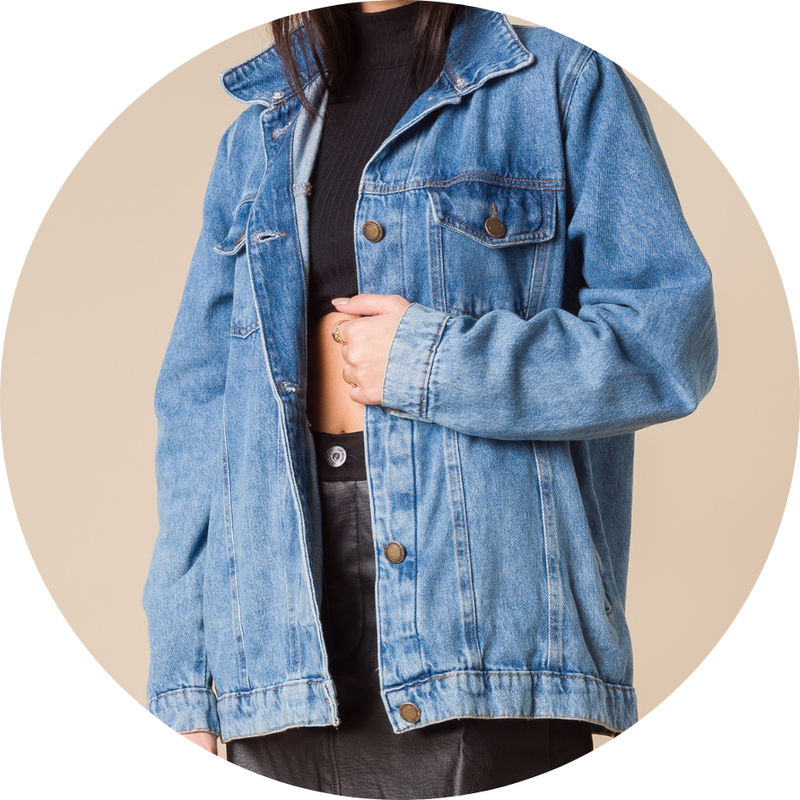 Jaqueta Gab Alongada Oversized Com Estampa De Jeans - Azul
