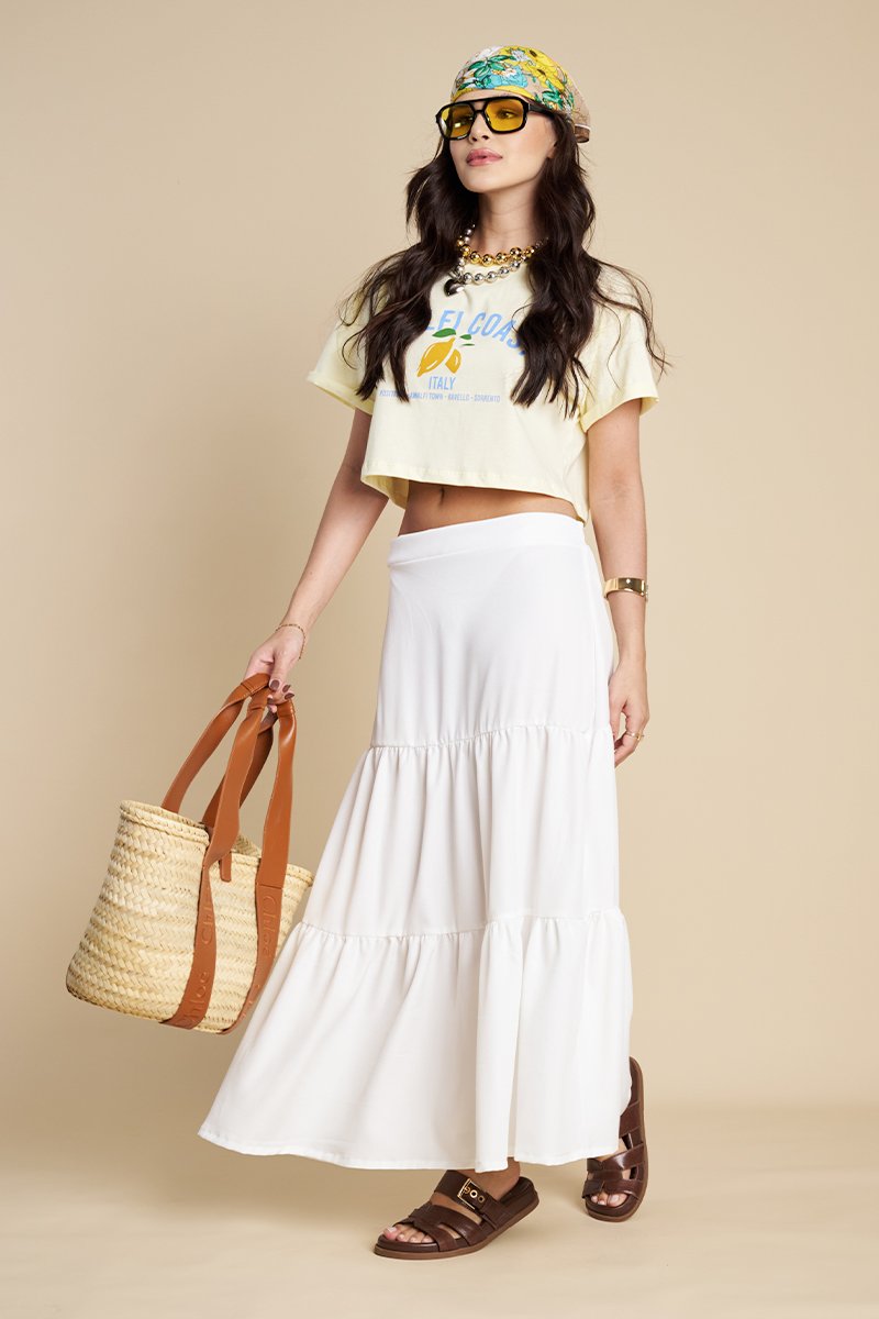 T-shirt Cropped Maite Com Estampa De 
