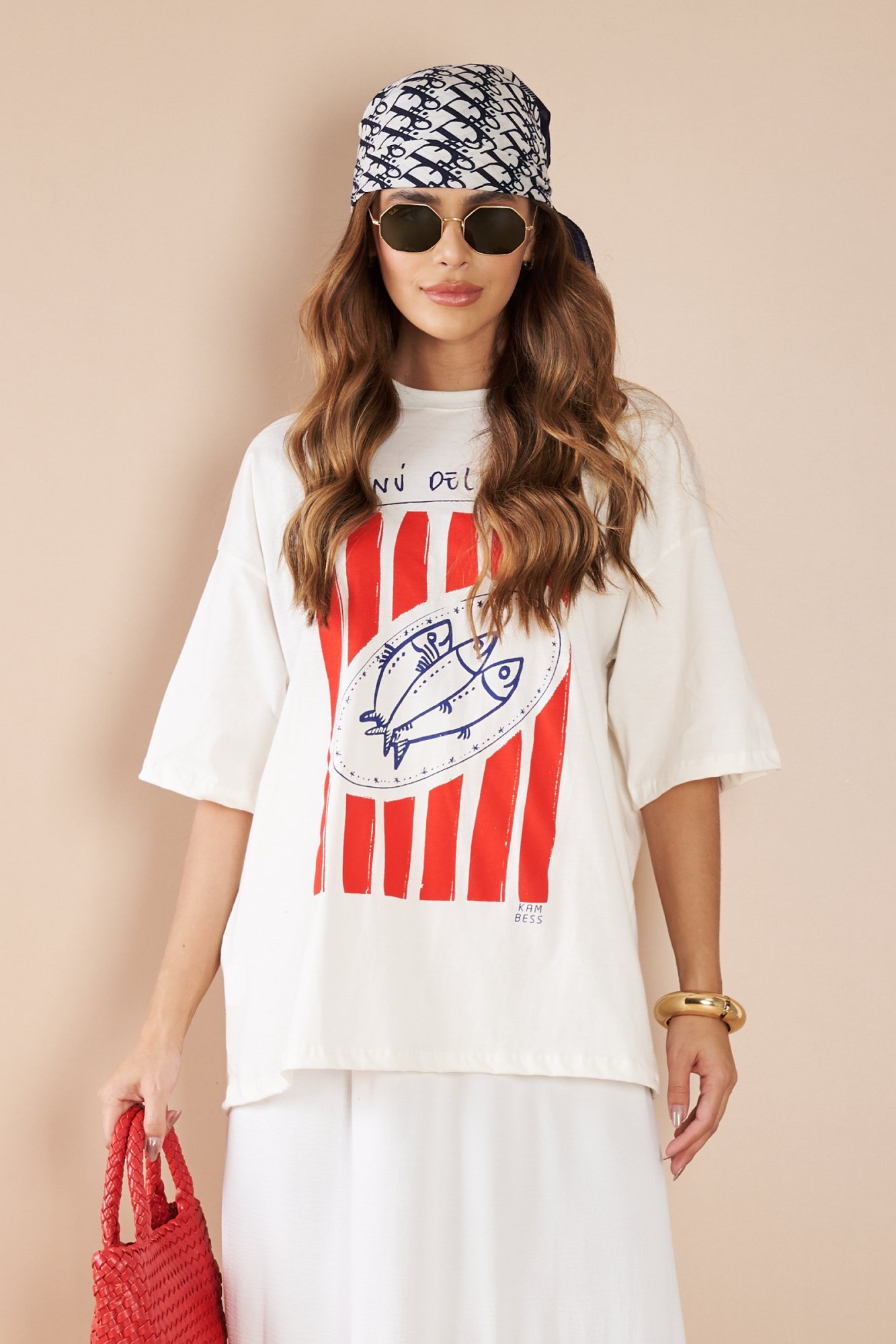 T-Shirt Johanna Com Estampa Localizada 'Menu Del Dia' De Meia