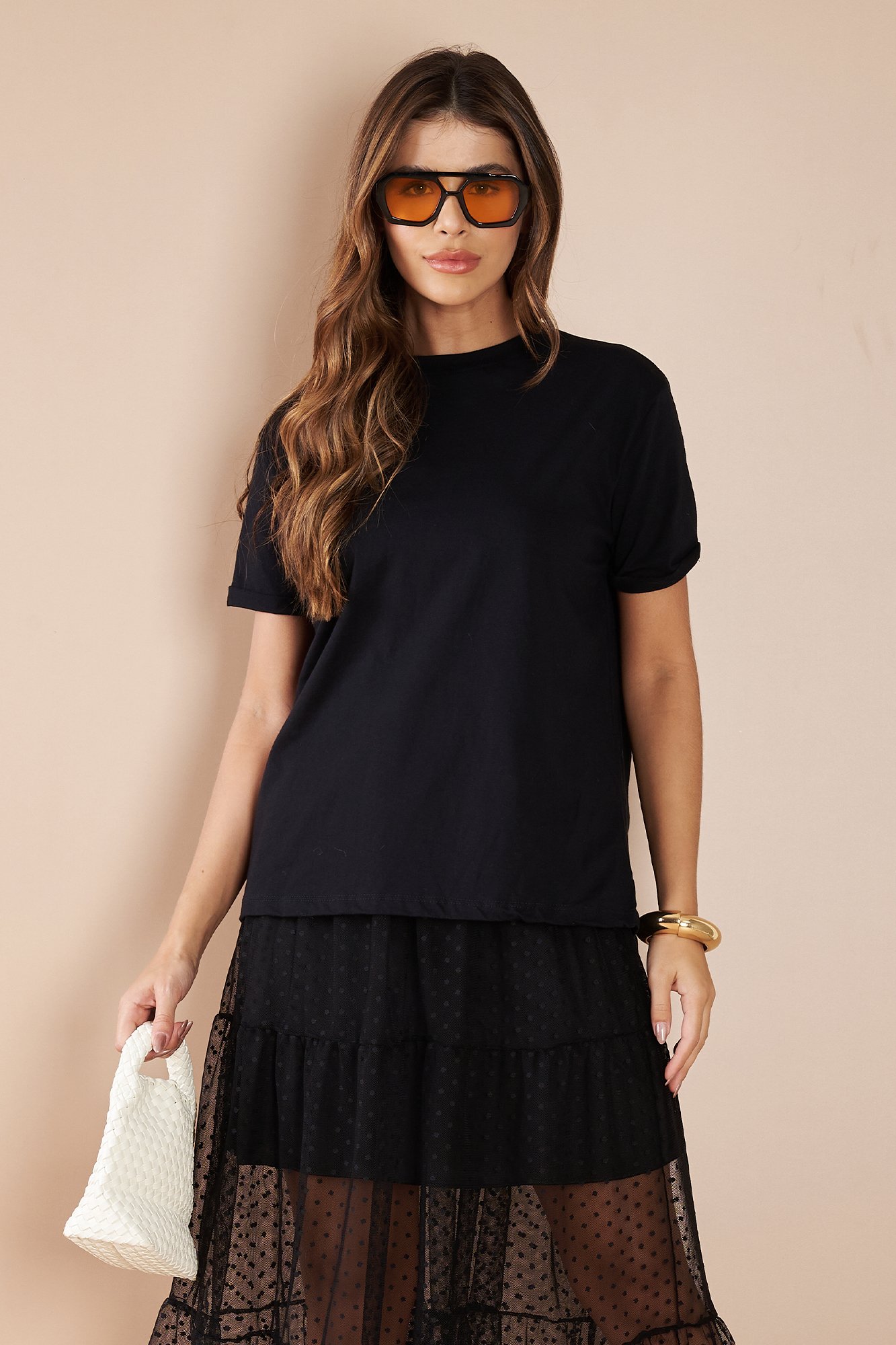 katie 美品 Tee T-Shirt Katiana Com Estampa Localizada 'Menu Del Dia' De Meia Malha