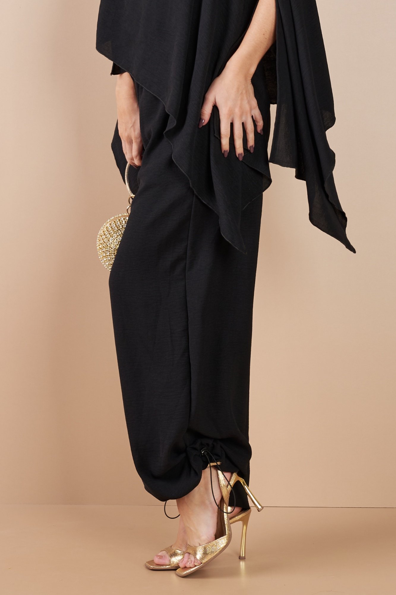 Calça Pantalona Air Flow Elástico na Cintura e Vinco Petróleo
