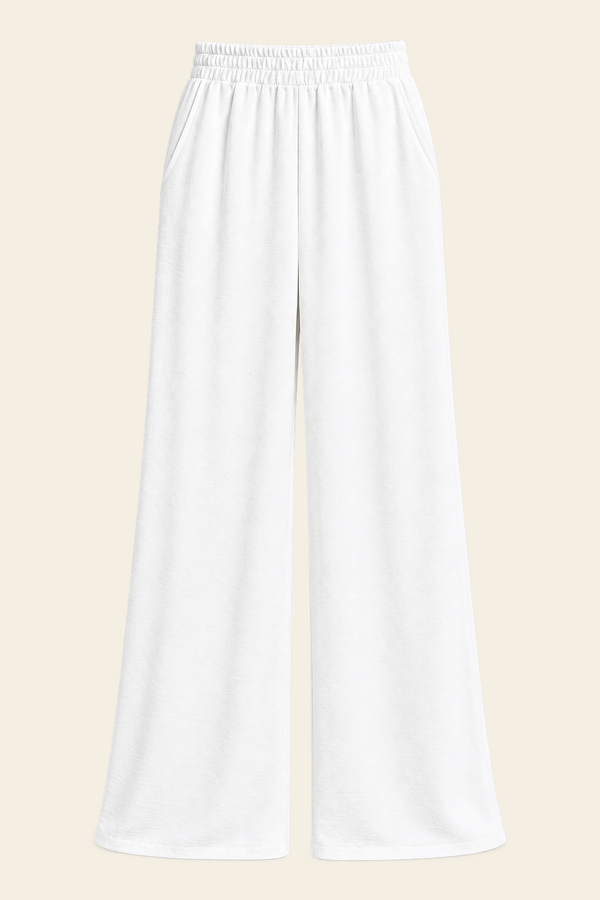 Calça Reta De Cintura Alta Roberta De Crepe Summer Sem Forro - Off White