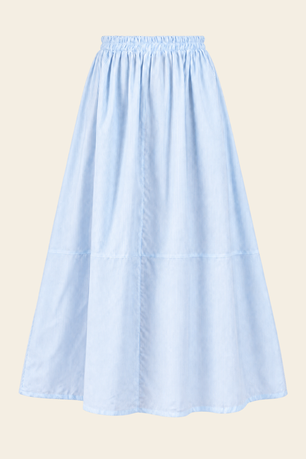 Saia Longa Vickie De Tricoline Sem Forro - Azul