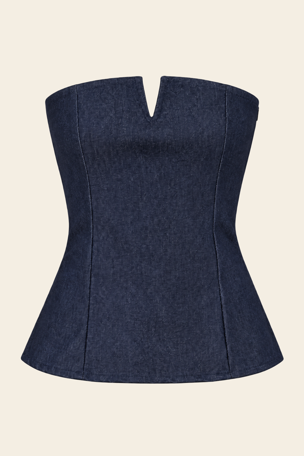 Top Tomara Que Caia Gioh De Jeans - Azul