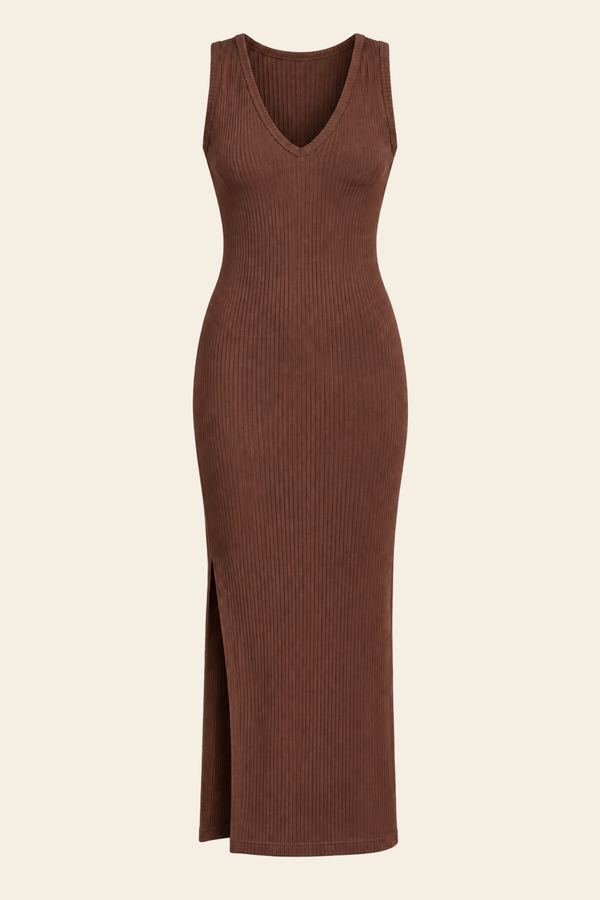 Vestido Midi Rylie De Canelado - Marrom
